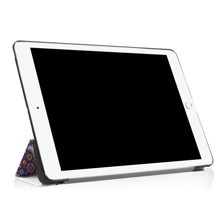 Для IPad Про 10,5-дюймовый (2017) С Рисунком Кожа Три Раза Стенд Планшетный Корпус - Цветные Бабочки И Цветы-5