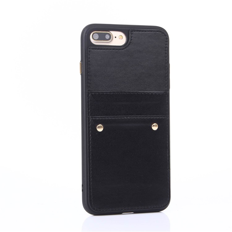 LC.IMEEKE Rivet Leather Coated TPU Card Slot Phone Back Cover for iPhone 7 Plus 5.5 - Black-3