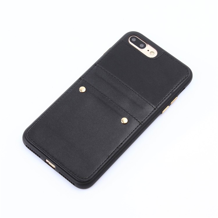 LC.IMEEKE Rivet Leather Coated TPU Card Slot Phone Back Cover for iPhone 7 Plus 5.5 - Black-4