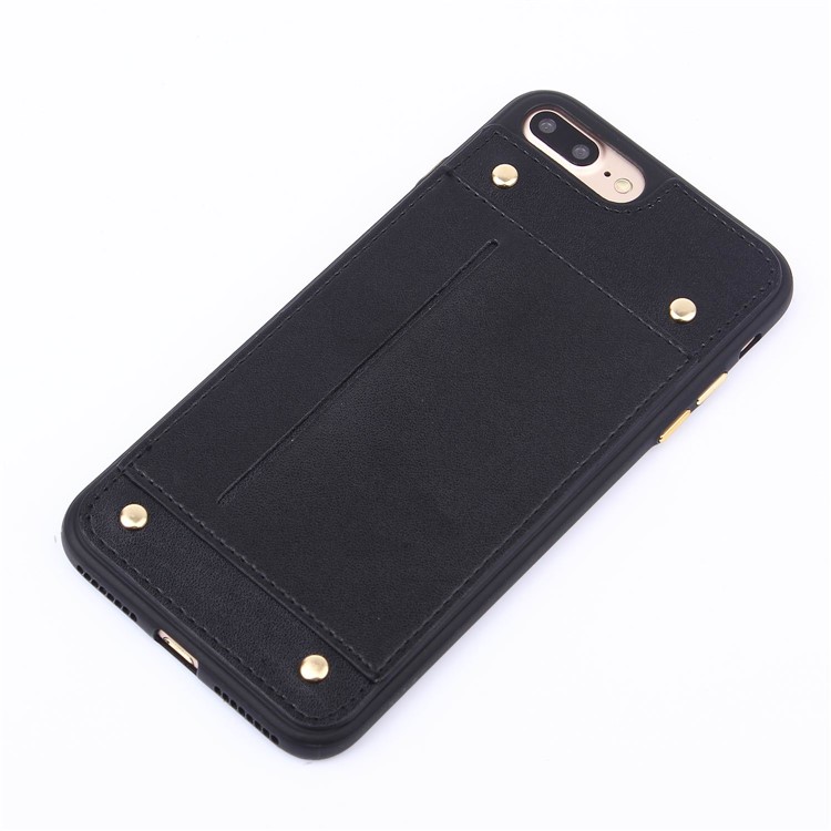 LC.IMEEKE Rivet Leather Coated TPU Phone Back Case with Card Slot for iPhone 7 Plus 5.5 inch - Black-2