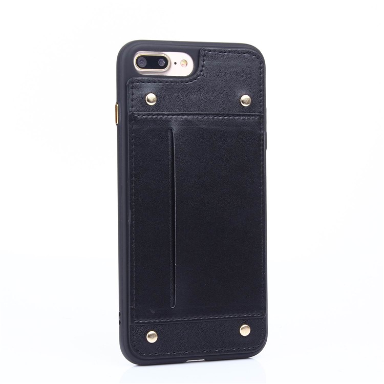 LC.IMEEKE Rivet Leather Coated TPU Phone Back Case with Card Slot for iPhone 7 Plus 5.5 inch - Black-3