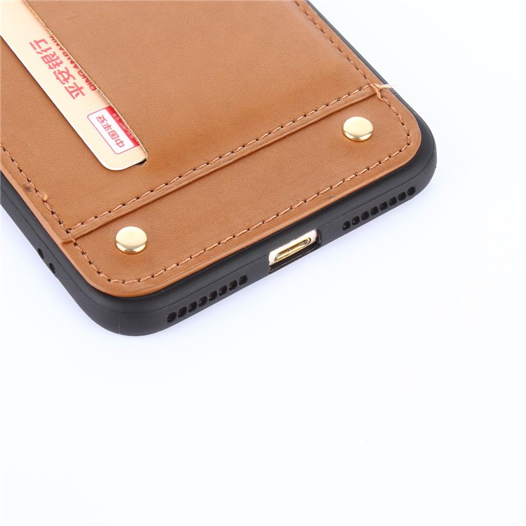 LC.IMEEKE Rivet Leather Coated Card Holder TPU Case for iPhone 7 Plus 5.5 inch - Brown-6