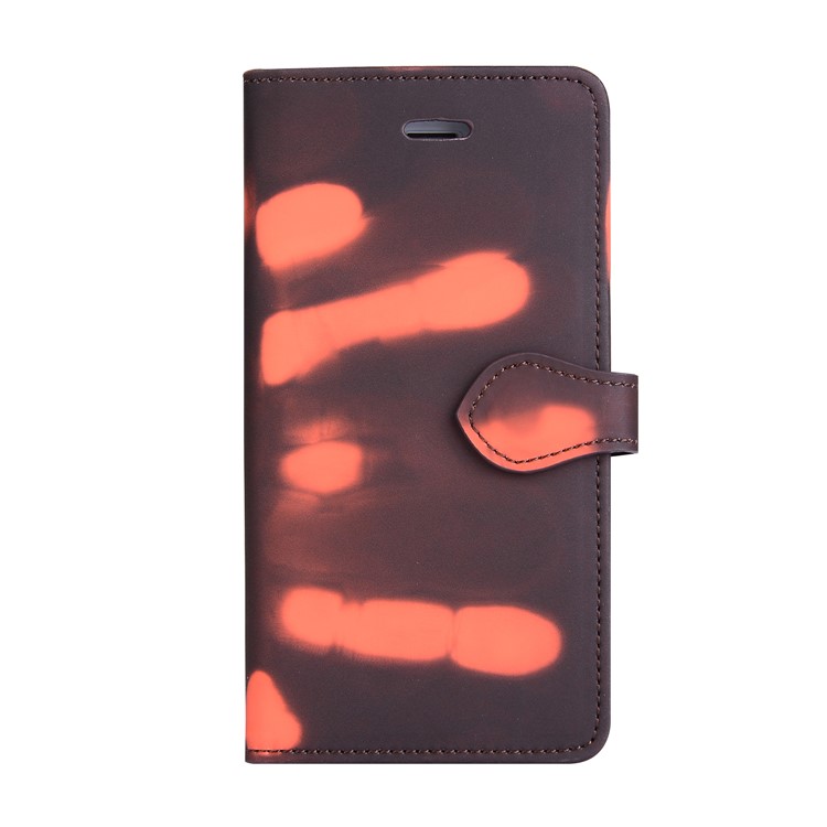 Thermal Induction Fluorescent Color Changing Wallet Stand Leather Case for iPhone 6s Plus / 6 Plus - Black-1