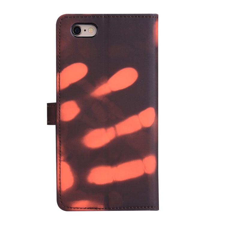 Thermal Induction Fluorescent Color Changing Wallet Stand Leather Case for iPhone 6s Plus / 6 Plus - Black-4
