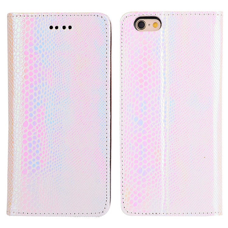 Fancy Snake Texture Wallet Leather Phone Shell Casing with Stand for iPhone 6s 6 - Pink-1
