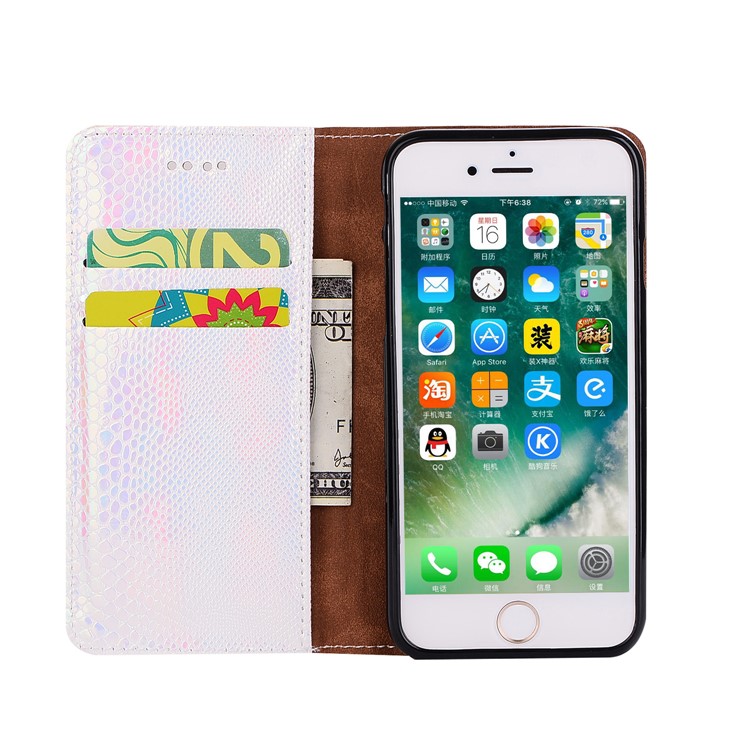 Fancy Snake Texture Wallet Leather Phone Shell Casing with Stand for iPhone 6s 6 - Pink-2