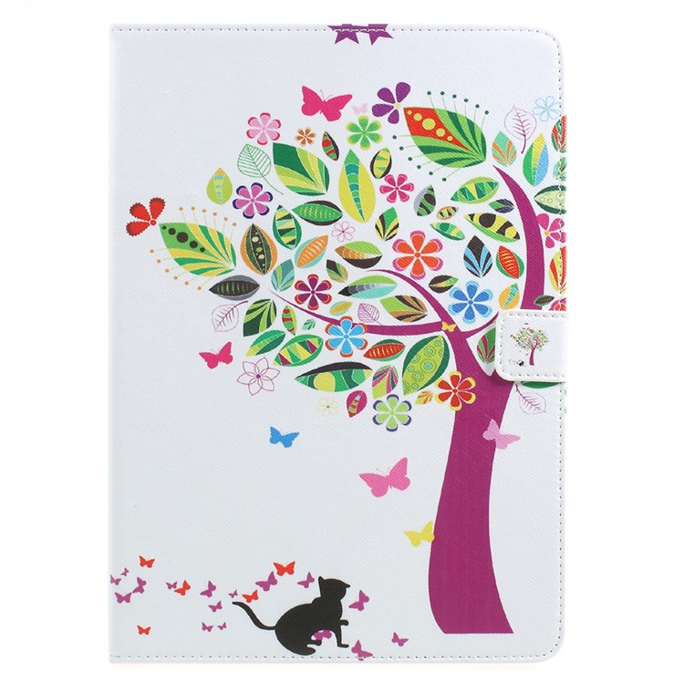 Mobile Accessory Pattern Printing Leather Wallet Stand Case for iPad 9.7 (2018) / 9.7 (2017) - Colorized Tree-1