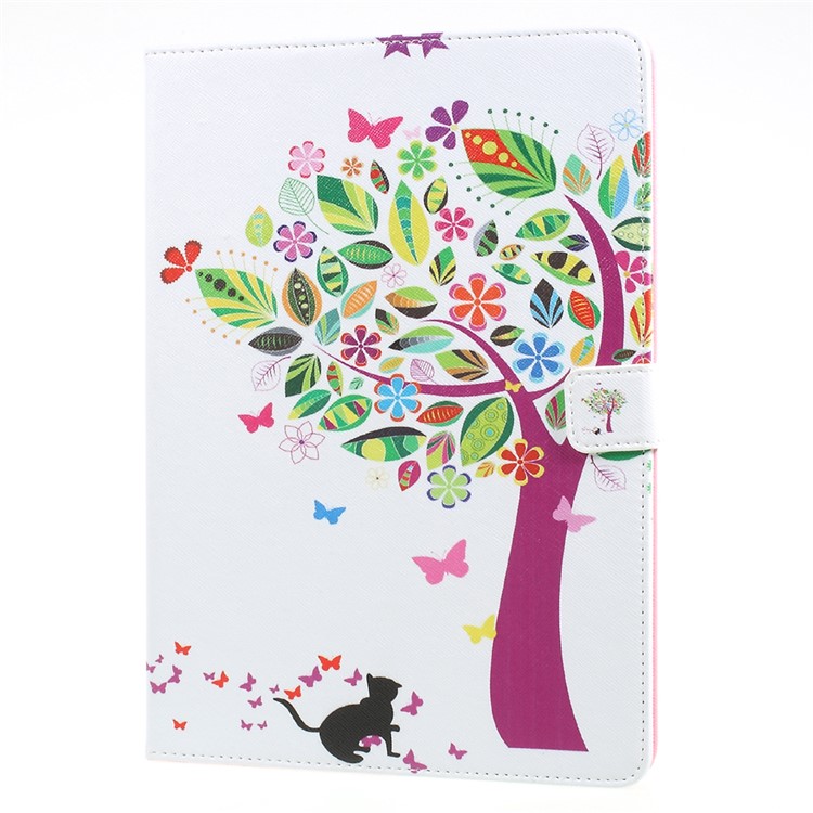 Mobile Accessory Pattern Printing Leather Wallet Stand Case for iPad 9.7 (2018) / 9.7 (2017) - Colorized Tree-2