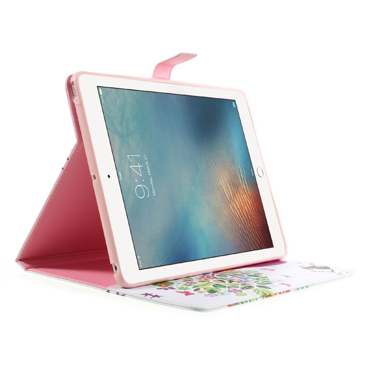 Mobile Accessory Pattern Printing Leather Wallet Stand Case for iPad 9.7 (2018) / 9.7 (2017) - Colorized Tree-4