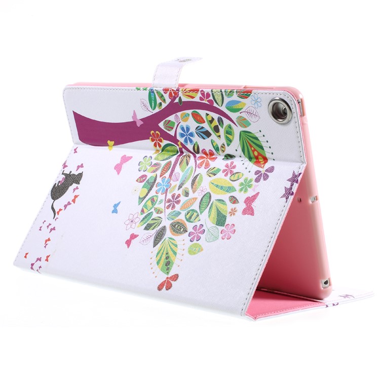 Mobile Accessory Pattern Printing Leather Wallet Stand Case for iPad 9.7 (2018) / 9.7 (2017) - Colorized Tree-5