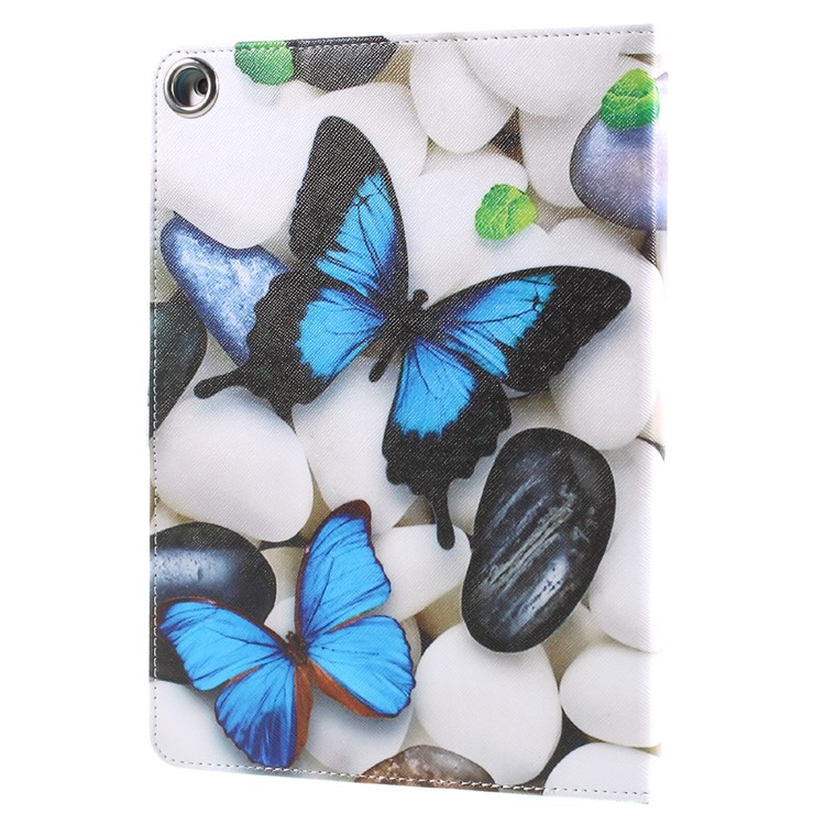 Pattern Printing Leather Wallet Stand Tablet Case for iPad 9.7 (2018) / 9.7 (2017) - Blue Butterflies and Pebbles-3