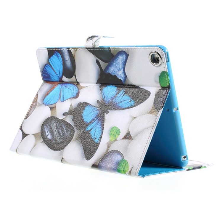 Pattern Printing Leather Wallet Stand Tablet Case for iPad 9.7 (2018) / 9.7 (2017) - Blue Butterflies and Pebbles-5