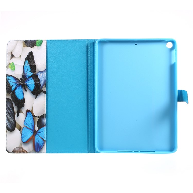 Pattern Printing Leather Wallet Stand Tablet Case for iPad 9.7 (2018) / 9.7 (2017) - Blue Butterflies and Pebbles-7