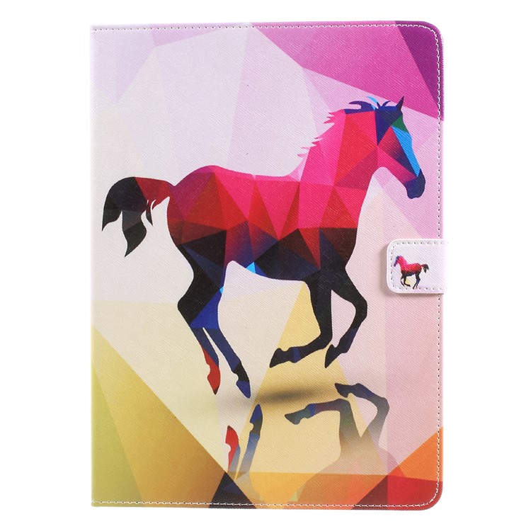 Faltbare Druckmuster Brieftasche Leder Pad Gehäuse Zubehör Für Ipad 9.7 (2017) - Pferd-1