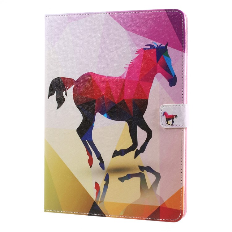 Faltbare Druckmuster Brieftasche Leder Pad Gehäuse Zubehör Für Ipad 9.7 (2017) - Pferd-2