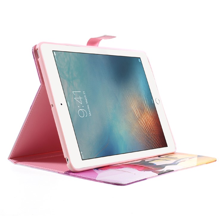 Faltbare Druckmuster Brieftasche Leder Pad Gehäuse Zubehör Für Ipad 9.7 (2017) - Pferd-4