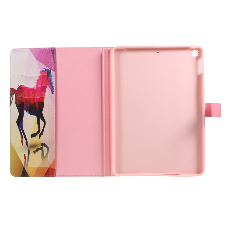 Faltbare Druckmuster Brieftasche Leder Pad Gehäuse Zubehör Für Ipad 9.7 (2017) - Pferd-7