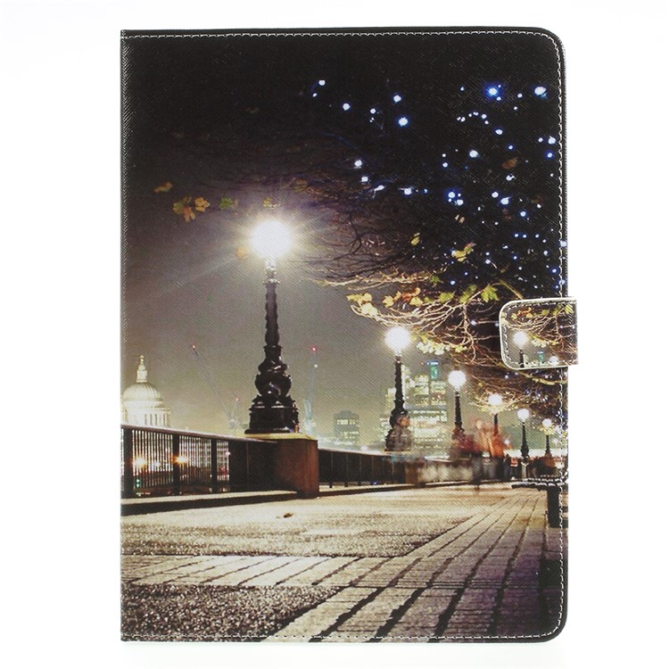 Patterned Stand Leather Wallet Folio Case Cover for iPad 9.7 (2018) / 9.7 (2017) - Night Scene-1