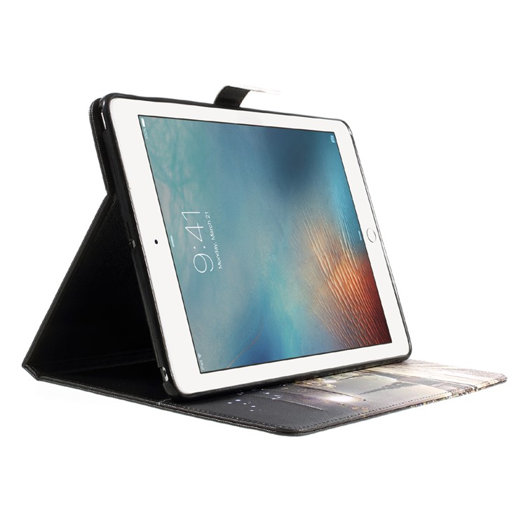 Patterned Stand Leather Wallet Folio Case Cover for iPad 9.7 (2018) / 9.7 (2017) - Night Scene-4