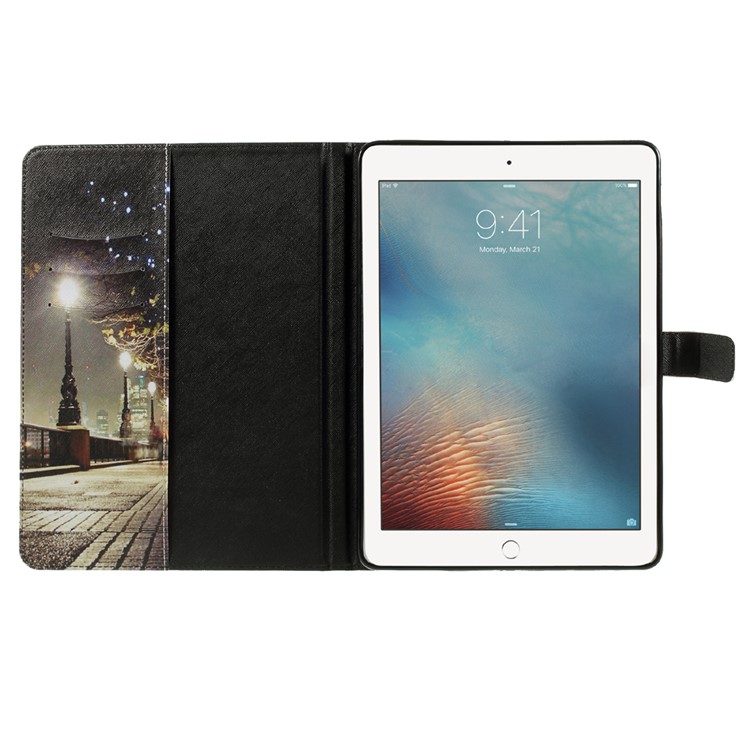 Patterned Stand Leather Wallet Folio Case Cover for iPad 9.7 (2018) / 9.7 (2017) - Night Scene-6