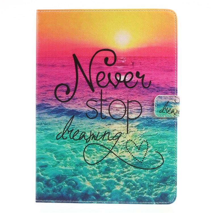Patterned Case Accessory Stand Leather Card Holders Flip Case for iPad 9.7 (2018) / 9.7 (2017) - Never Stop Dreaming-1