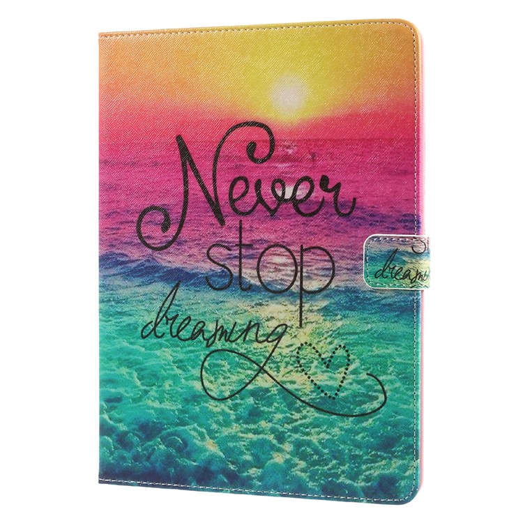 Patterned Case Accessory Stand Leather Card Holders Flip Case for iPad 9.7 (2018) / 9.7 (2017) - Never Stop Dreaming-2