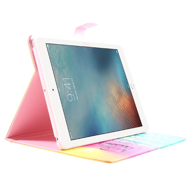 Patterned Case Accessory Stand Leather Card Holders Flip Case for iPad 9.7 (2018) / 9.7 (2017) - Never Stop Dreaming-4