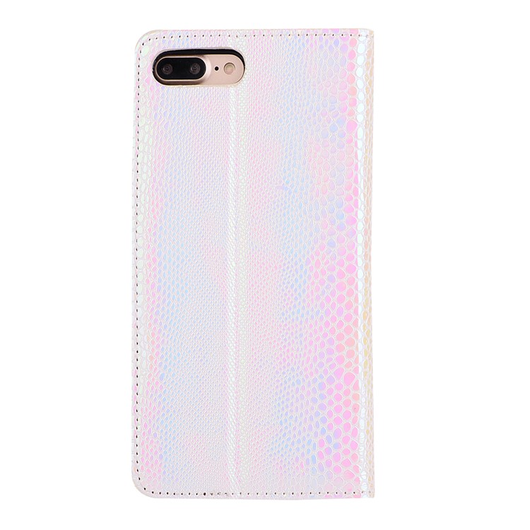 For iPhone 7 Plus Fancy Snake Texture Wallet Stand Leather Mobile Casing - Pink-4