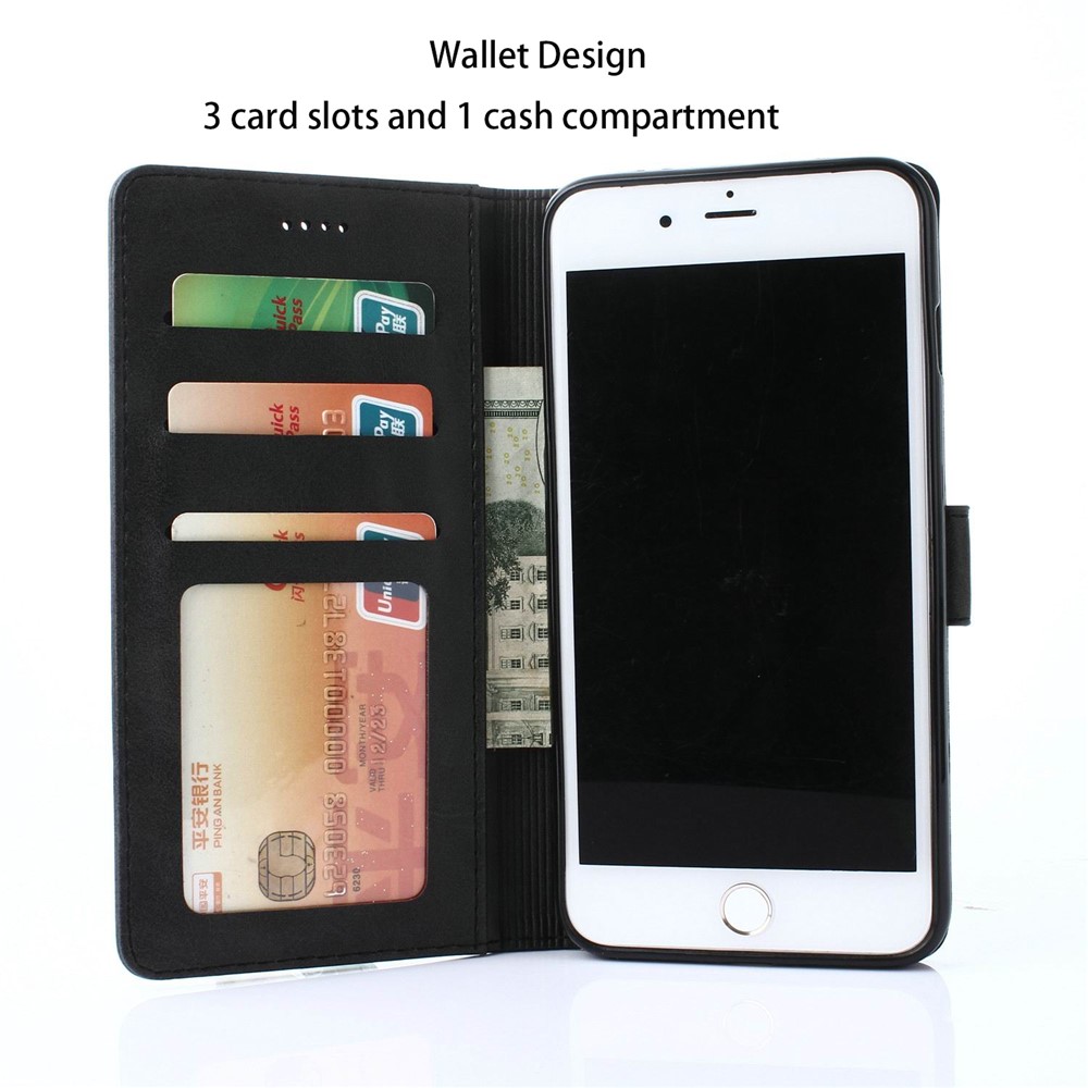 Lc. Étui De Support De Portefeuille En Cuir IMEEKE PU Pour IPhone SE (2e Génération) / 8/7 4,7 Pouces - Noir-5