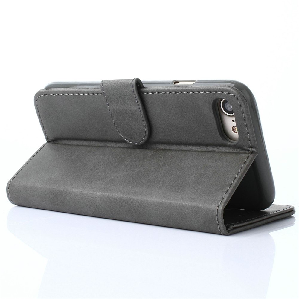 LC.IMEEKE Leather Wallet Shell with Stand for iPhone 8 / 7 4.7 inch - Grey-4