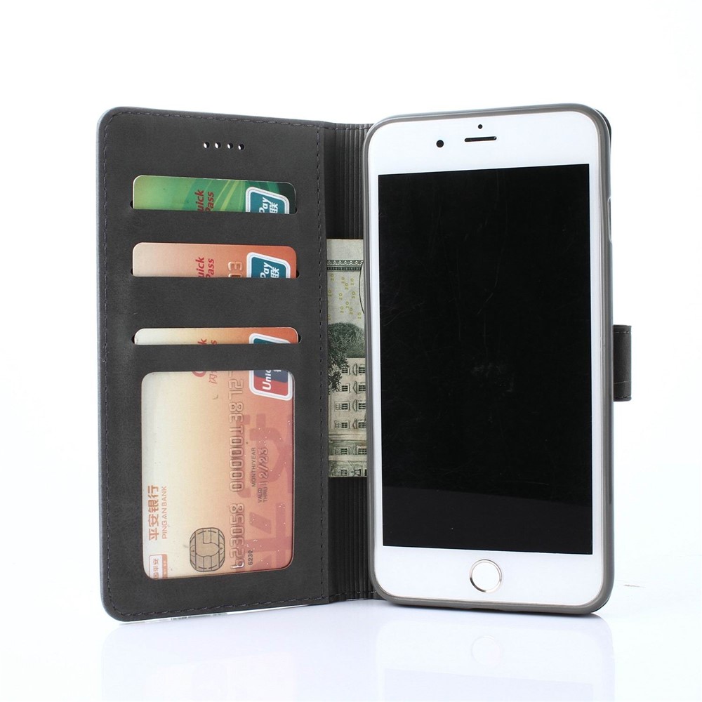 LC.IMEEKE Leather Wallet Shell with Stand for iPhone 8 / 7 4.7 inch - Grey-5