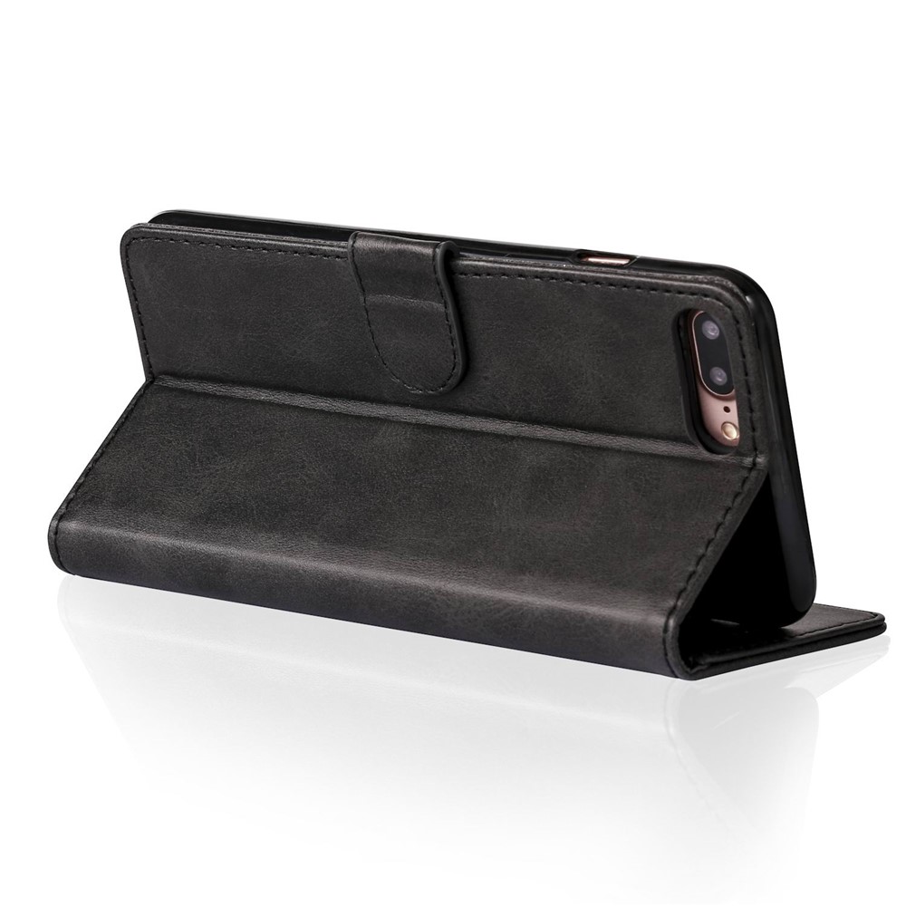 Lc. Imeeke Leder Brieftaschenstand Cover Für Iphone 8 Plus / 7 Plus 5,5 Zoll Strukturiertes PU -leder -handy -zubehör Des Handy -handys - Schwarz