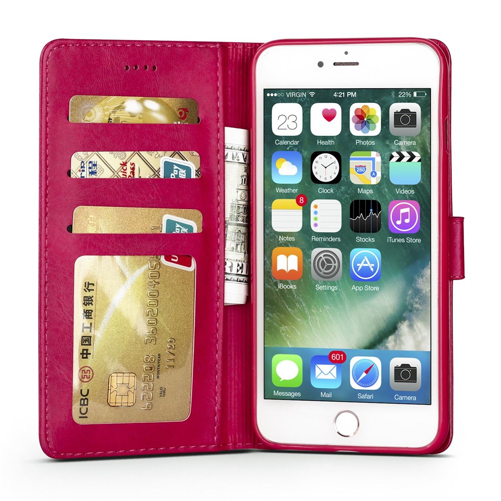 LC.IMEEKE Leather Wallet Mobile Shell for iPhone 8 Plus / 7 Plus 5.5 inch - Rose-5