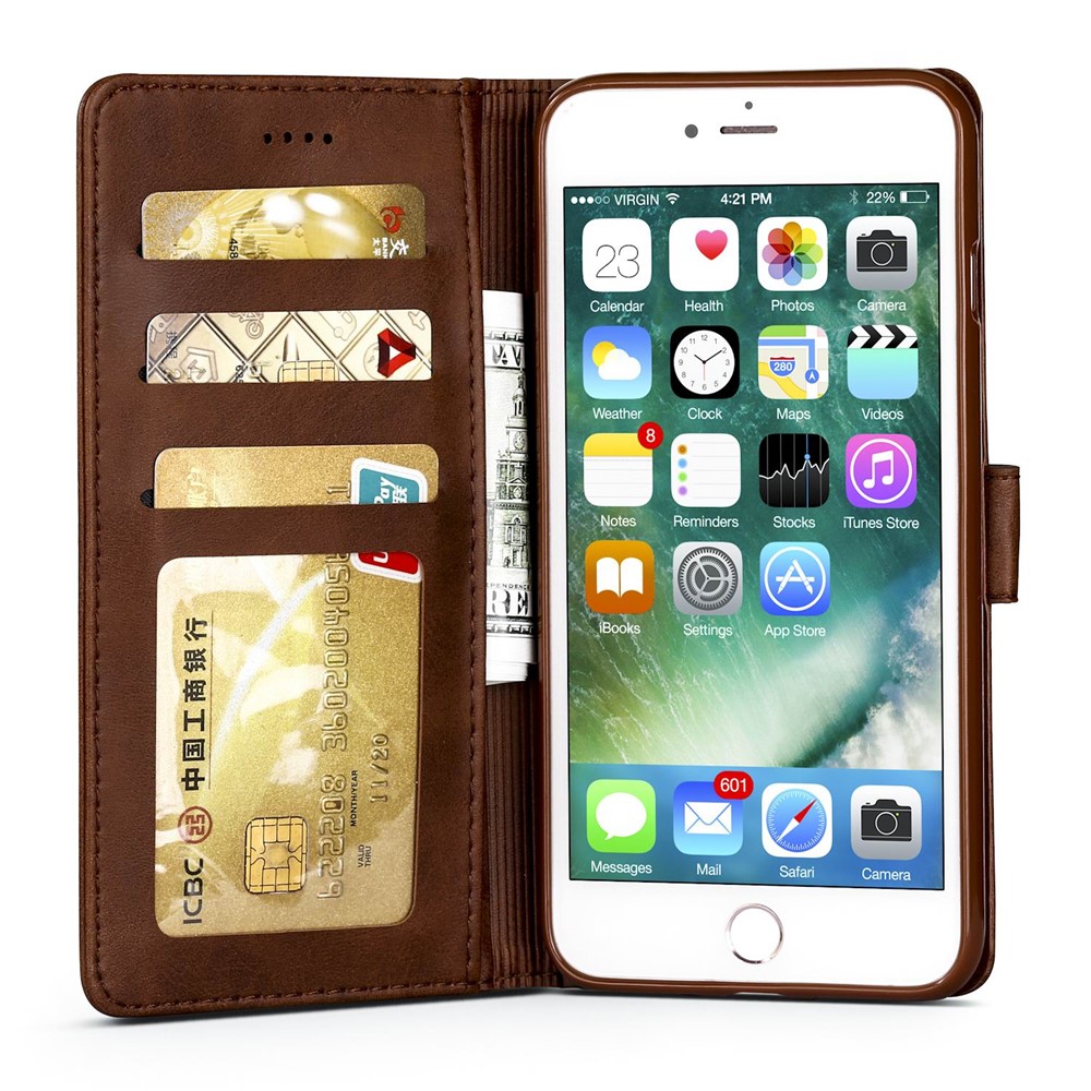 LC.IMEEKE PU Leather Wallet Mobile Casing for iPhone 8 Plus / 7 Plus 5.5 inch - Coffee-5