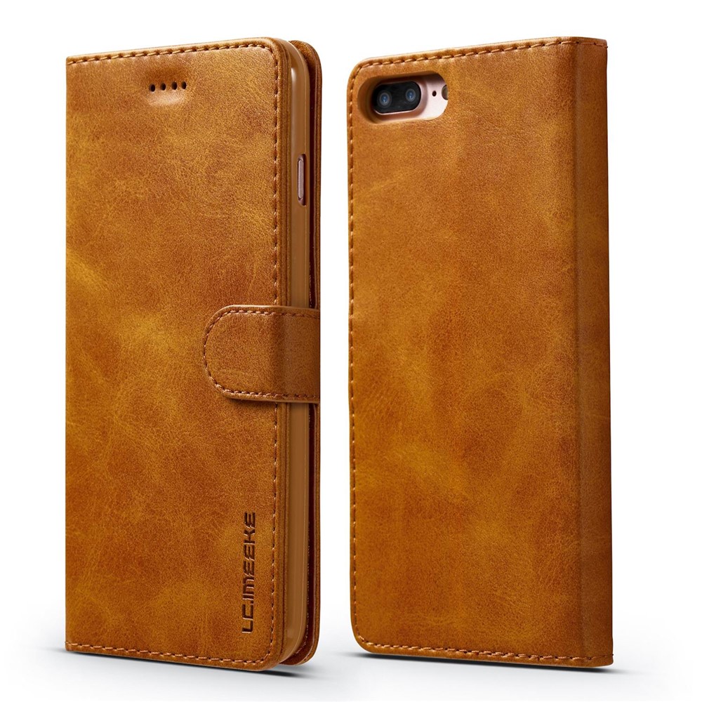 LC.IMEEKE Leather Stand Case Phone Accessory for iPhone 8 Plus / 7 Plus 5.5 inch - Brown-1