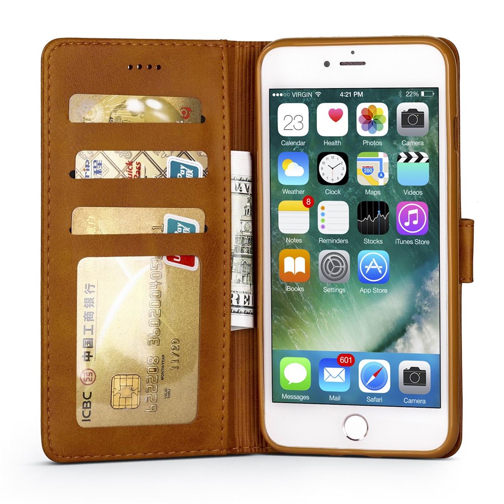 LC.IMEEKE Leather Stand Case Phone Accessory for iPhone 8 Plus / 7 Plus 5.5 inch - Brown-5