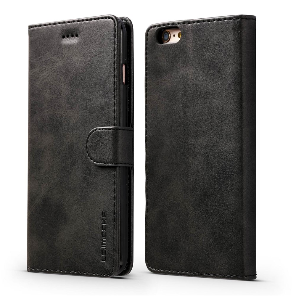 Lc. Imeeke Textured PU Leather Wallet Casing Per Iphone 6s / 6 Con Supporto Pieghevole Regolabile - Nero