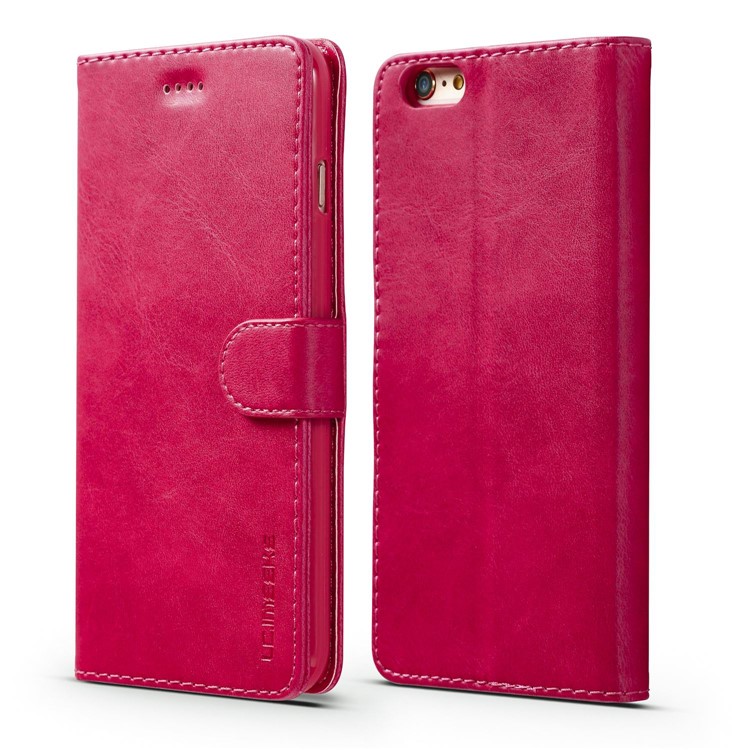 LC.IMEEKE Genuine Split Leather Wallet Phone Shell with Stand for iPhone 6s / 6 - Rose-1
