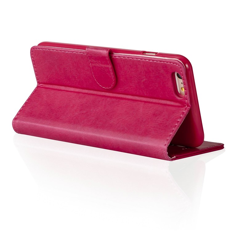 LC.IMEEKE Genuine Split Leather Wallet Phone Shell with Stand for iPhone 6s / 6 - Rose-4