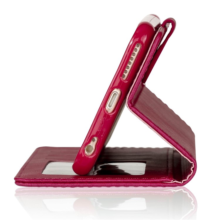 LC.IMEEKE Genuine Split Leather Wallet Phone Shell with Stand for iPhone 6s / 6 - Rose-7