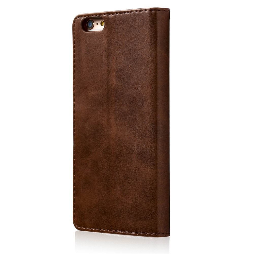 LC.IMEEKE Genuine Split Leather Wallet Phone Cover with Stand for iPhone 6s / 6 - Dark Brown-3