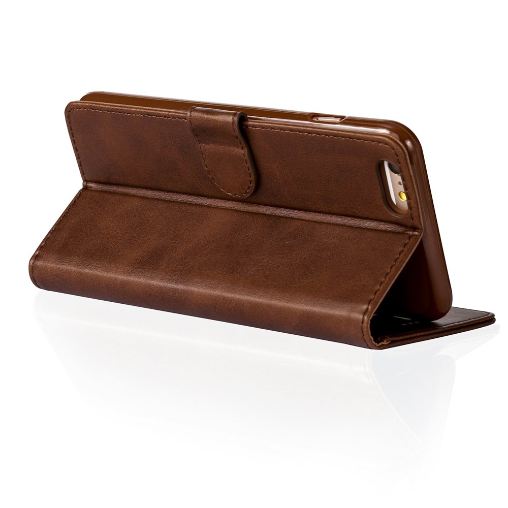 LC.IMEEKE Genuine Split Leather Wallet Phone Cover with Stand for iPhone 6s / 6 - Dark Brown-4
