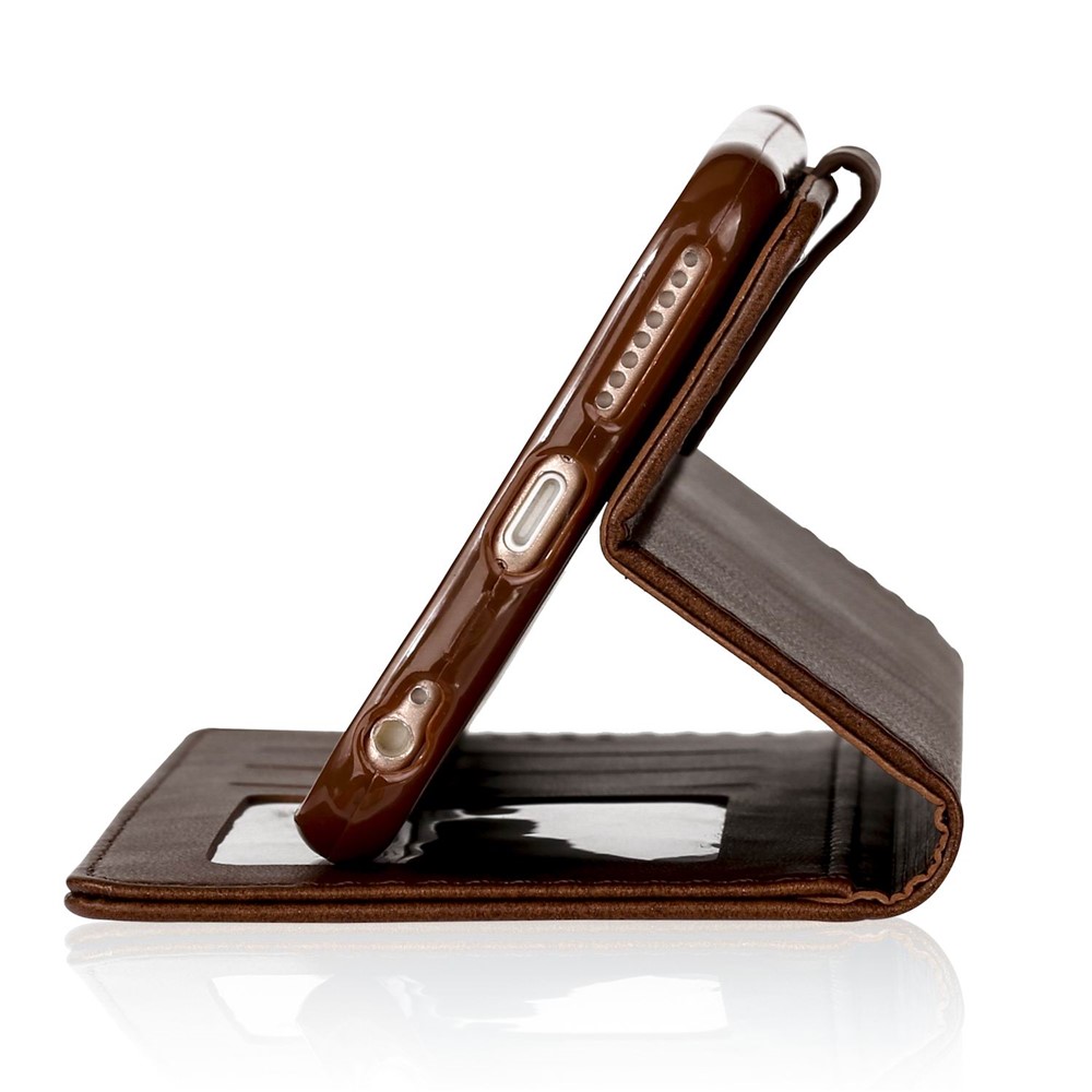LC.IMEEKE Genuine Split Leather Wallet Phone Cover with Stand for iPhone 6s / 6 - Dark Brown-7