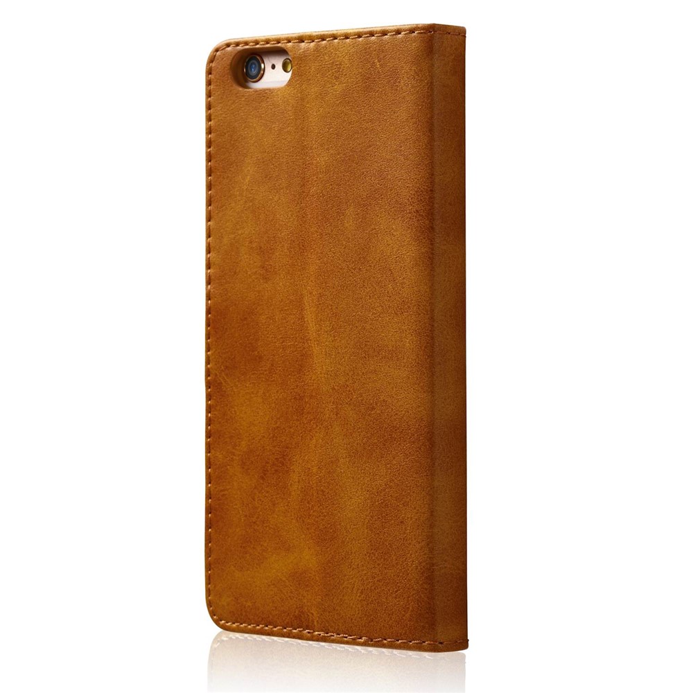 LC.IMEEKE Genuine Split Leather Wallet Phone Case with Stand for iPhone 6s / 6 - Light Brown-3