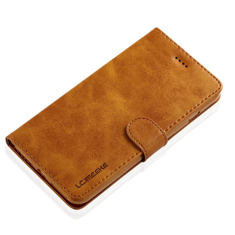 LC.IMEEKE Genuine Split Leather Wallet Phone Case with Stand for iPhone 6s / 6 - Light Brown-6