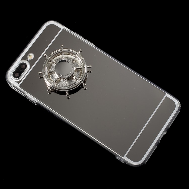 EDC Rudder Fidget Spinner Toy Electroplated Mirror-like Acrylic TPU Back Cover for iPhone 7 Plus - Silver-1