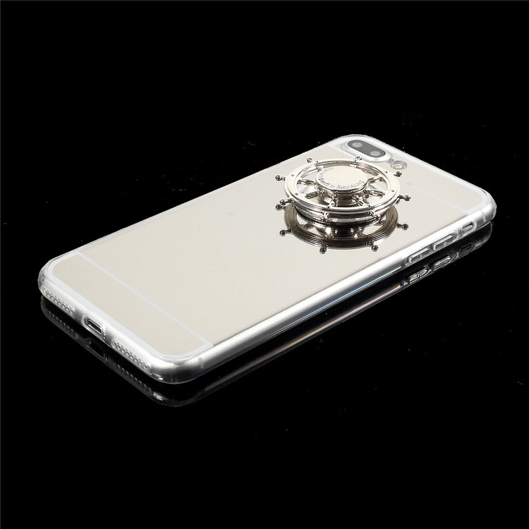 EDC Rudder Fidget Spinner Toy Electroplated Mirror-like Acrylic TPU Back Cover for iPhone 7 Plus - Silver-2