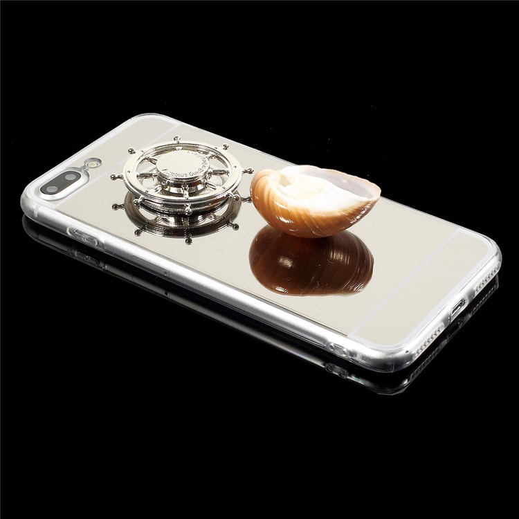 EDC Rudder Fidget Spinner Toy Electroplated Mirror-like Acrylic TPU Back Cover for iPhone 7 Plus - Silver-3