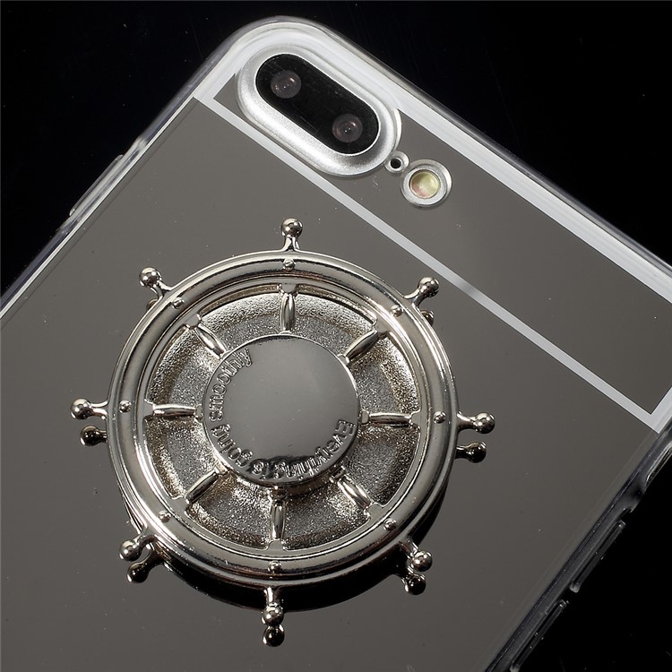 EDC Rudder Fidget Spinner Toy Electroplated Mirror-like Acrylic TPU Back Cover for iPhone 7 Plus - Silver-4