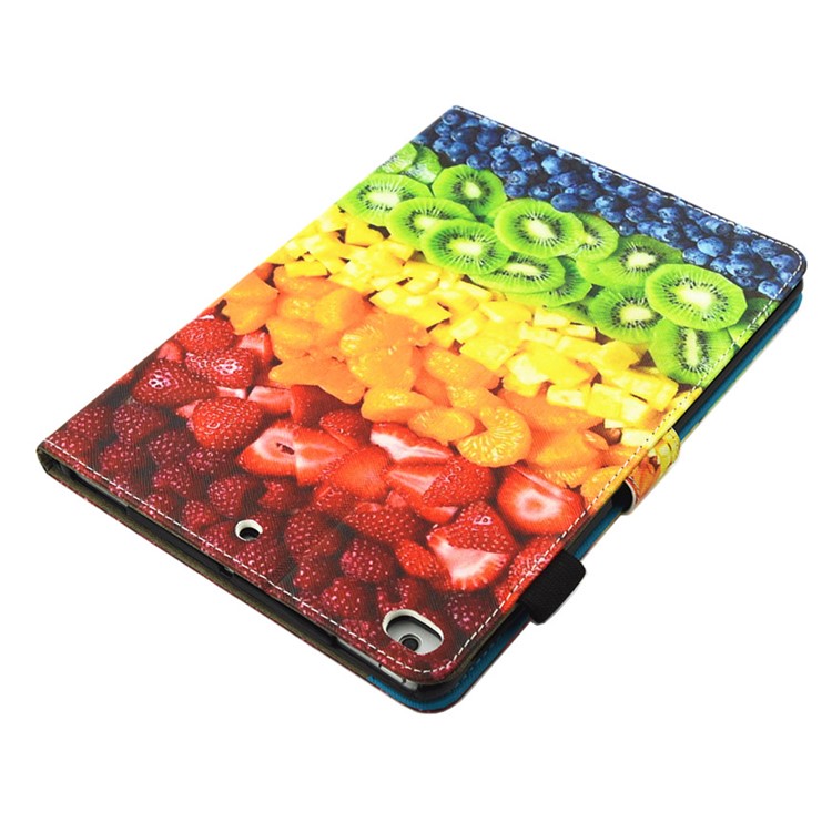 For iPad 9.7 (2017) Pattern Printing Smart Leather Case with Card Slots - Fruit Feast-4